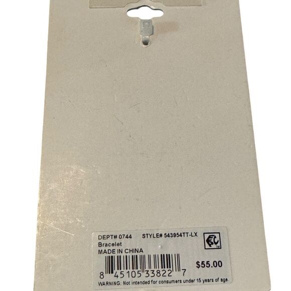 Unwritten Pave and Initial Disc Bangle Bracelet in Stainless Steel Silver Plated - Picture 3 of 3